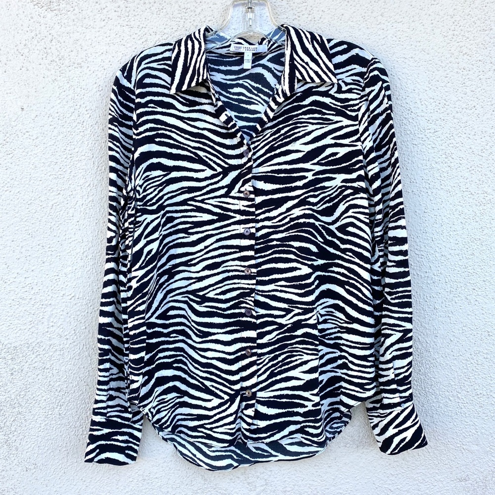 Derek Lam 10 Crosby zebra print blouse TOP animal print shirt women’s striped - Picture 5 of 9